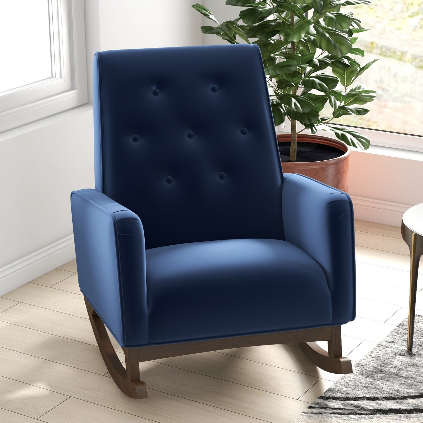 Demetrius - Solid Wood Rocking Chair - Blue