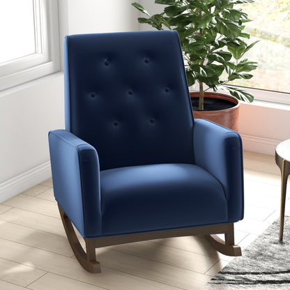 Demetrius - Solid Wood Rocking Chair - Blue