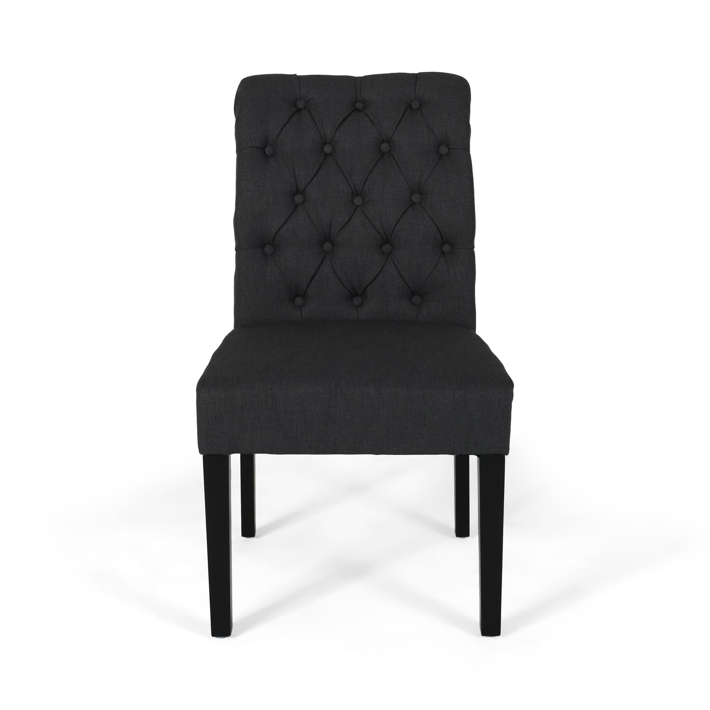 Broxton - Tuft Dining Rolltop Chairs With Button Tufted Backrest (Set of 2) - Dark Gray