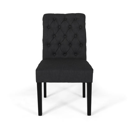 Broxton - Tuft Dining Rolltop Chairs With Button Tufted Backrest (Set of 2) - Dark Gray