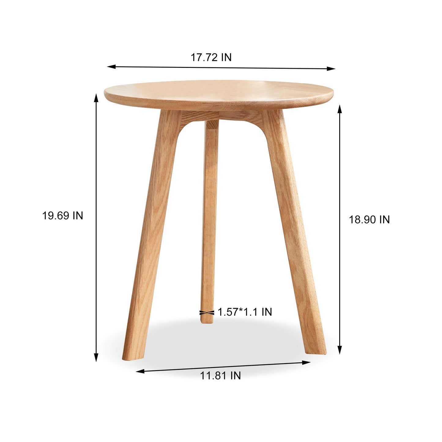 Round Small End Table, Side Table For Bedroom & Balcony - Natural