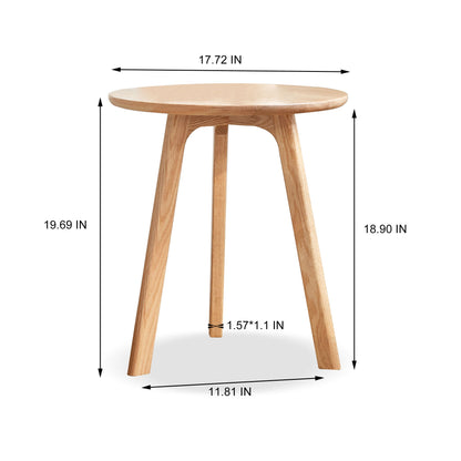 Round Small End Table, Side Table For Bedroom & Balcony - Natural