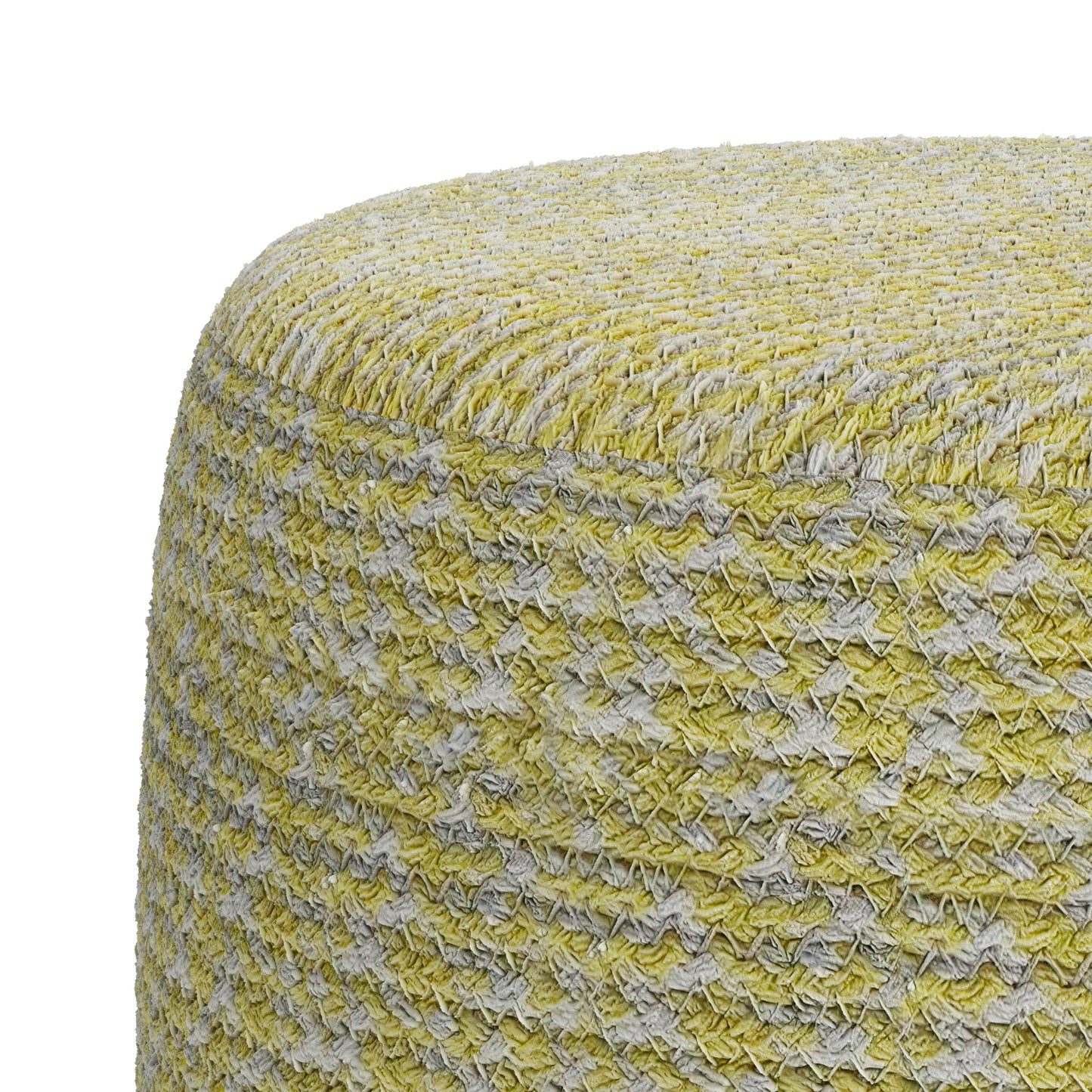 Bayley - Round Braided Pouf - Muted Yellow / Natural