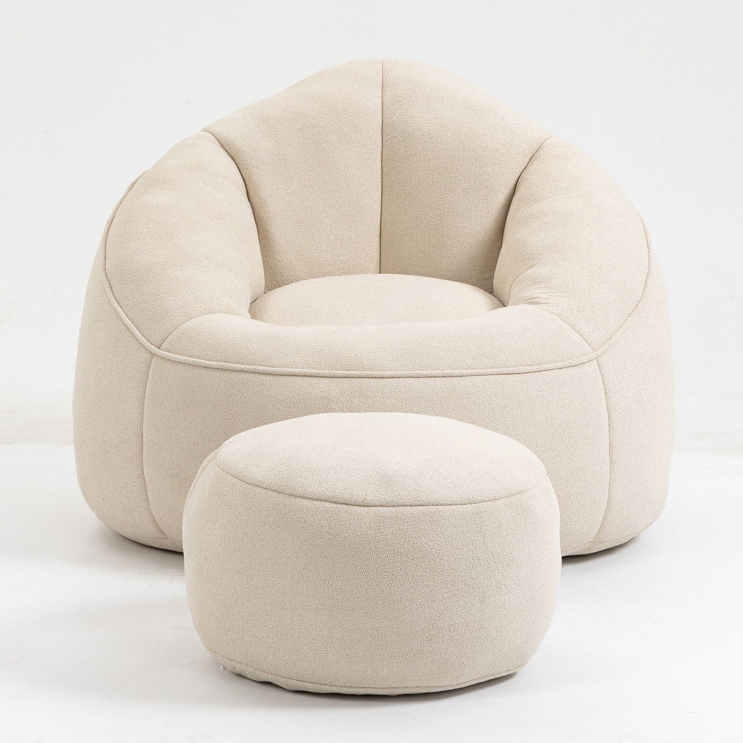 Bedding Bean Bag Sofa Chair High Pressure Foam Bean Bag Chair Adult Material With Padded Foam Padding Compressed Bean Bag With Footrest - Beige