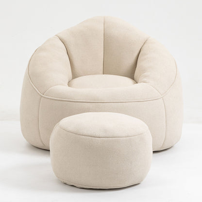 Bedding Bean Bag Sofa Chair High Pressure Foam Bean Bag Chair Adult Material With Padded Foam Padding Compressed Bean Bag With Footrest - Beige