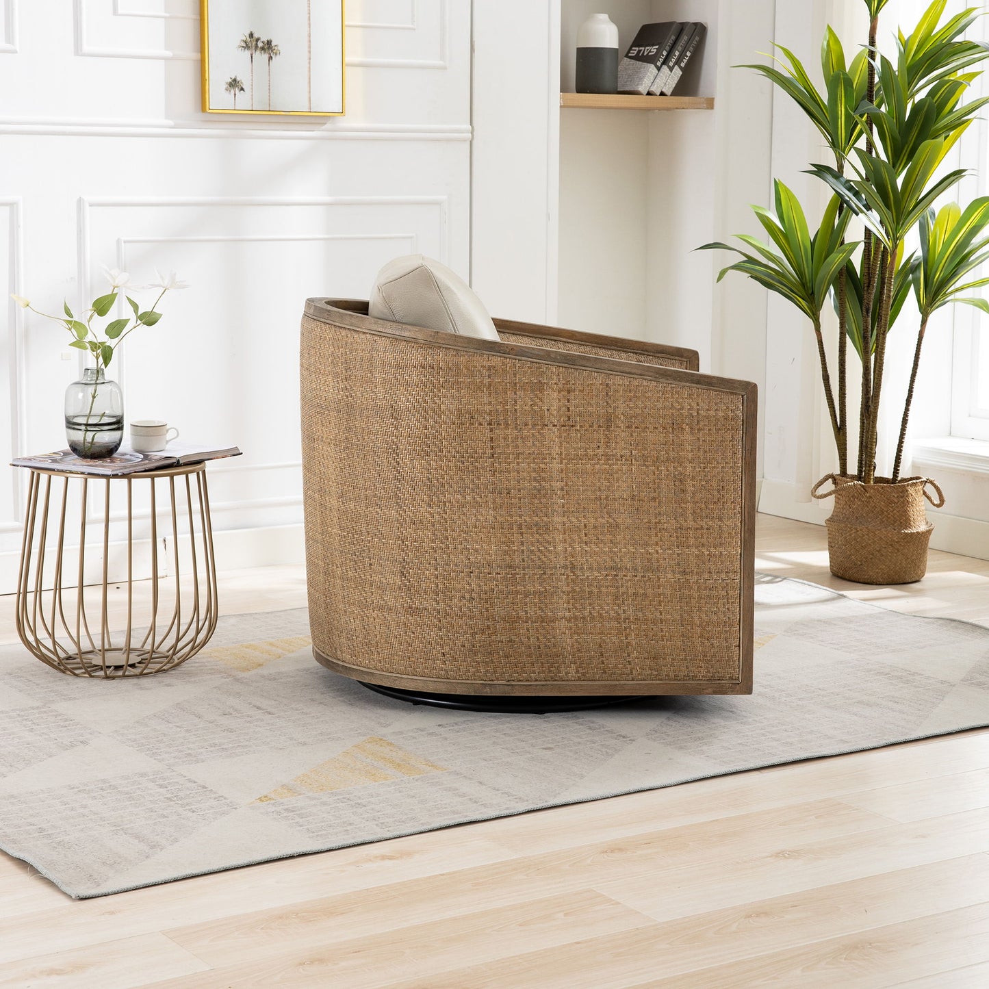 Swivel Barrel Chair, Comfy Round Accent Sofa Chair, 360 Degree Swivel - Oyster Gray