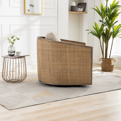 Swivel Barrel Chair, Comfy Round Accent Sofa Chair, 360 Degree Swivel - Oyster Gray