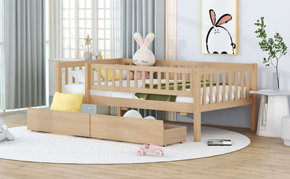 Twin Size Daybed Bed With Two Drawers - Natural