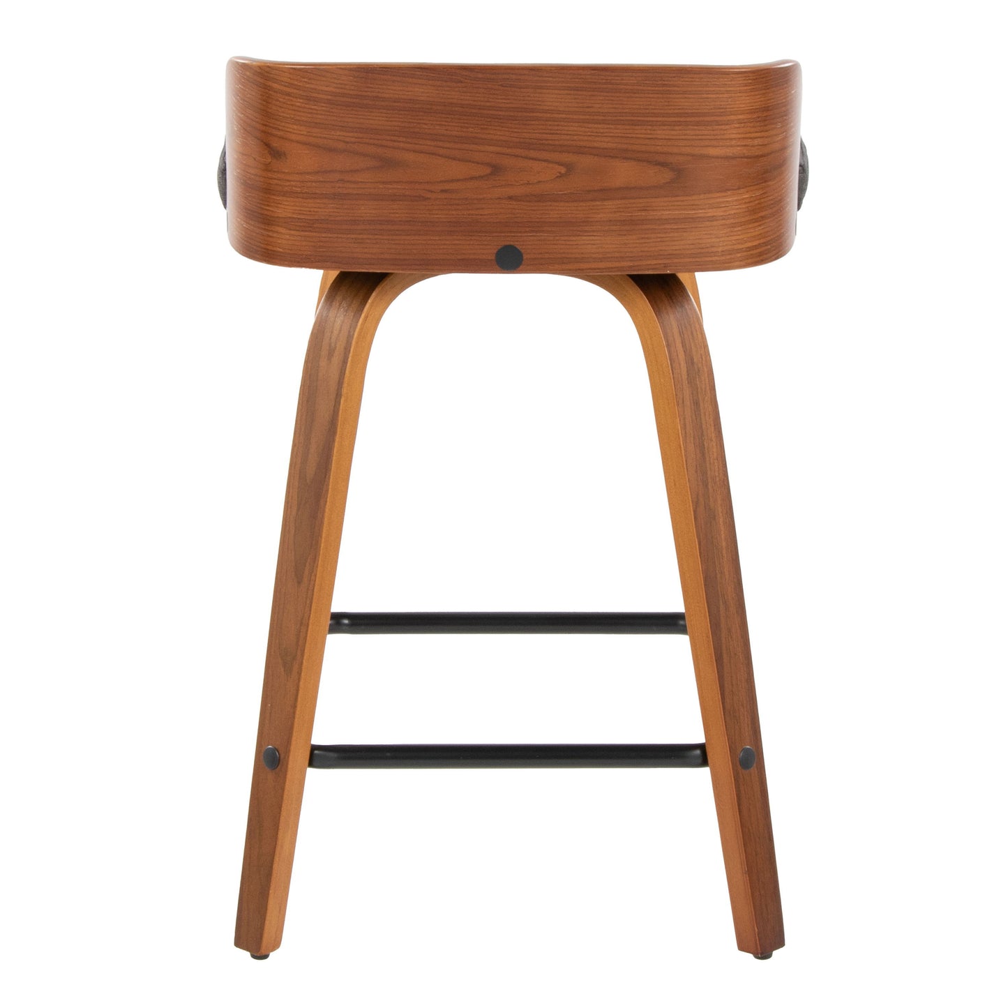 Maya - Mid-Century Modern Fixed Height Counter Stool & Swivel And Square Footrest (Set of 2) - Walnut / Charcoal