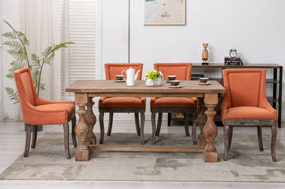 Ultra Side Dining Chair,Thickened Fabric Chairs With Neutrally Toned Solid Wood Legs, Bronze Nail Head (Set of 2) - Orange