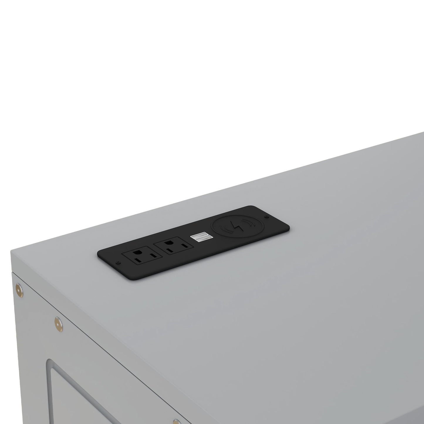 Queen Size Murphy Bed With Shelves, Cabinets And USB Ports - Gray