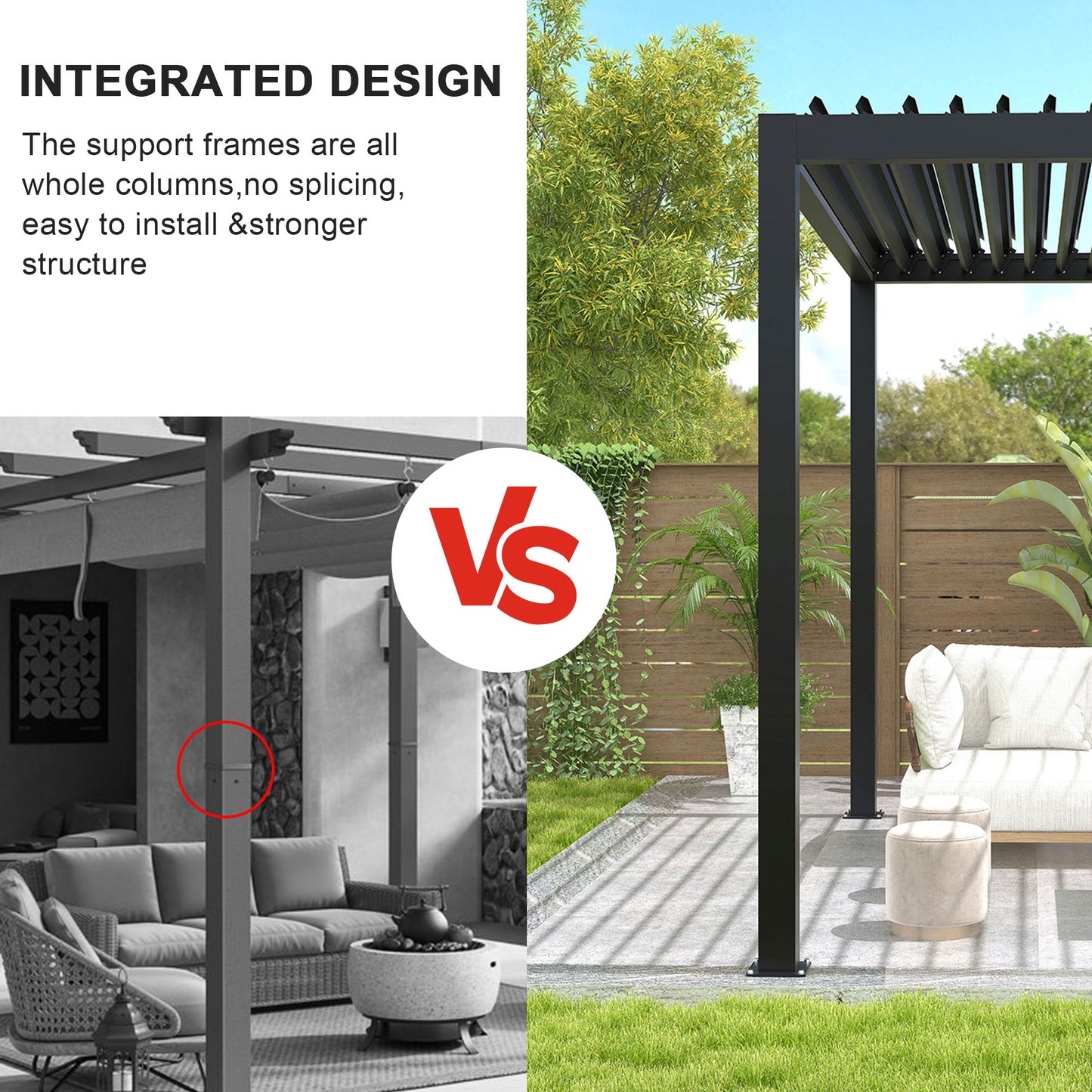 Louver Pergola Frame & Steel Louvers - Black