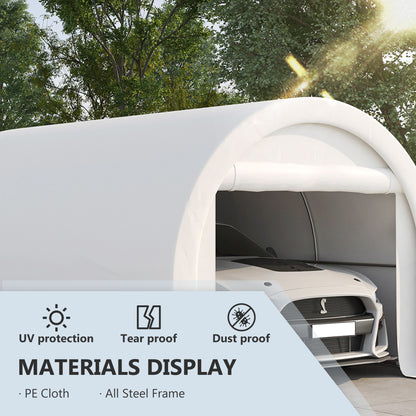 Outsunny - 10' x 16' Carport, Heavy Duty Portable Garage Storage Tent With Large Zippered Door, Anti-Uv Pe Canopy Cover For Car, Truck, Boat, Motorcycle, Bike, Garden Tools, Outdoor Work - White