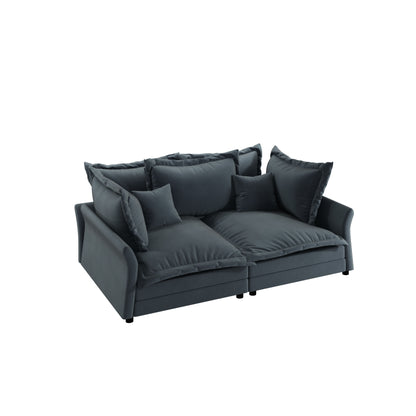Modern Comfy Upholstered Sofa Cloud Couch, Deep Seat Couches With Multiple Large Soft Pillows, Convertible Deep Seat Chaise Langue For Living Room - Gray