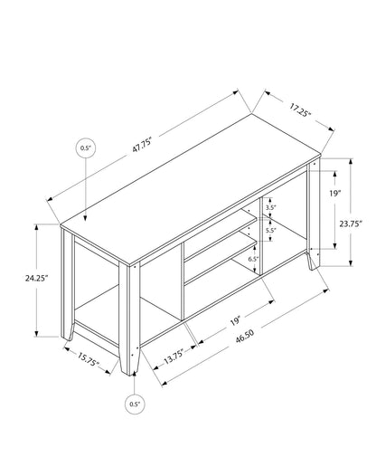 TV Stand, Console, Media Entertainment Center, Storage Shelves - Taupe