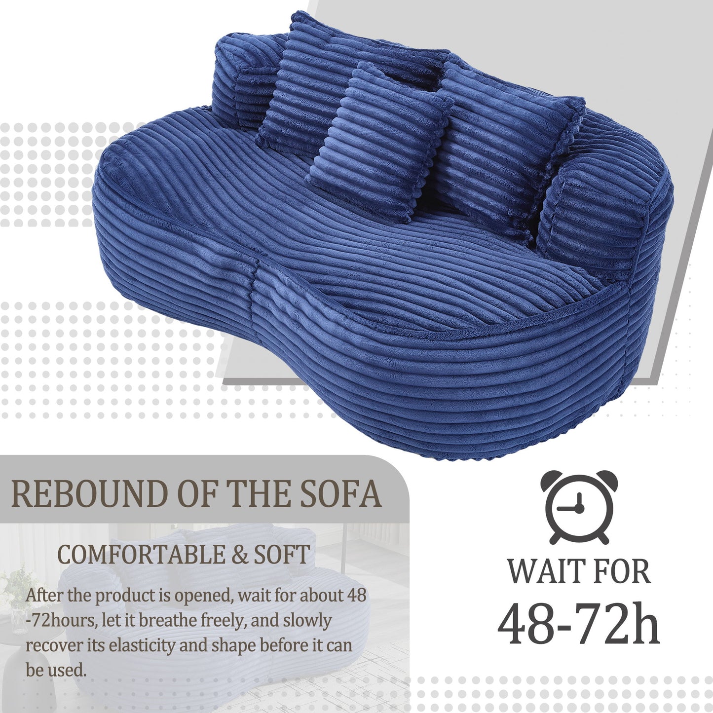 Bean Bag Sofa Lazy Sofa Durable Comfort Lounger High Back Chair For Adults And Kids, Indoor & Outdoor - Navy