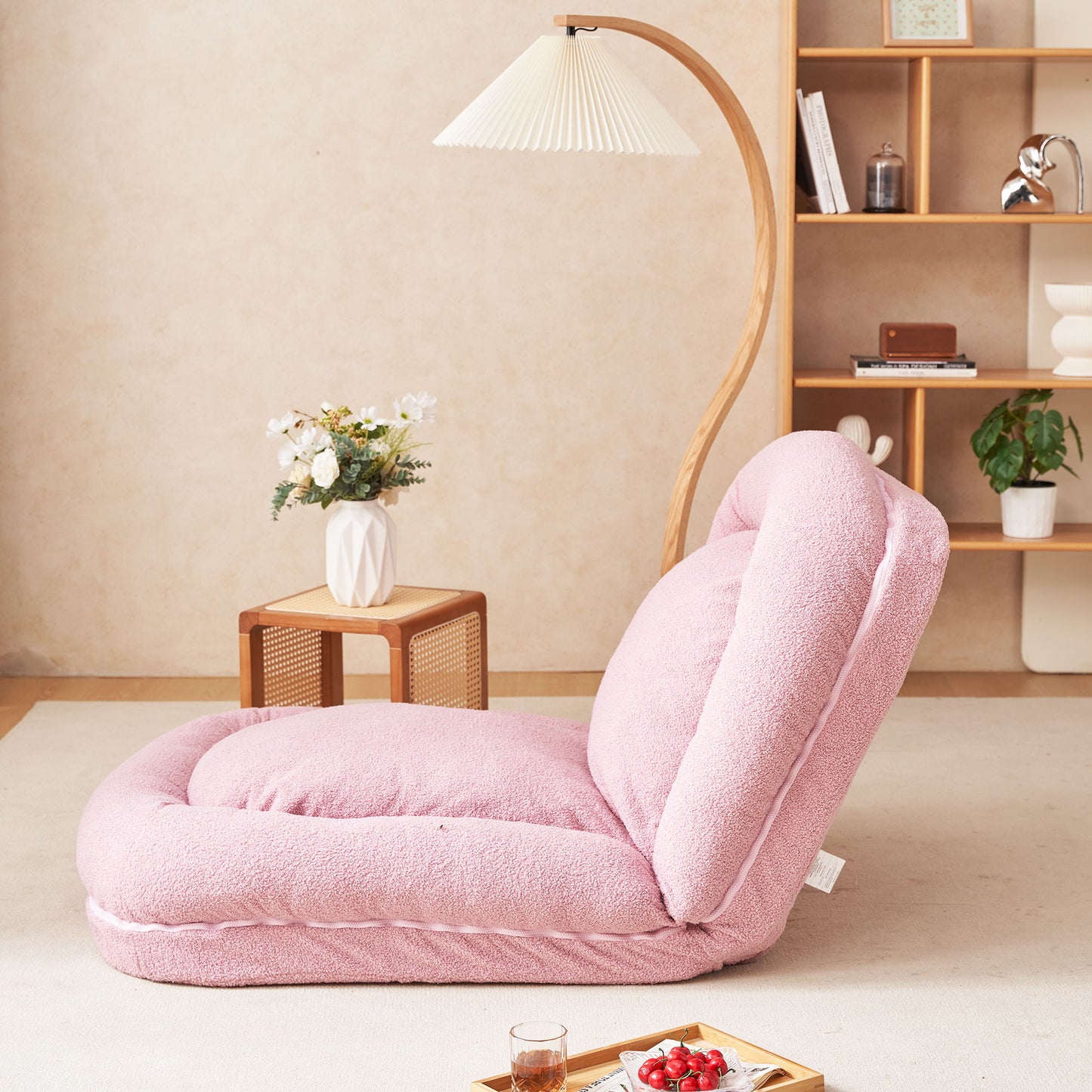 Triple Fold Pink Down Sofa Bed - Pink