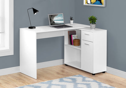 Computer Desk, Home Office, Corner, Storage Drawers, L Shape, Laptop, Contemporary & Modern - White