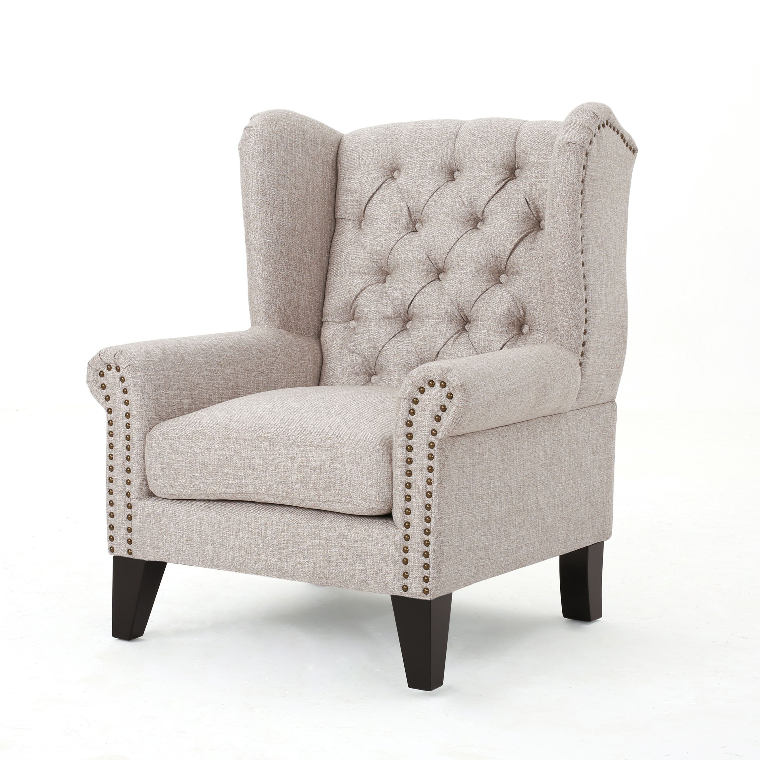 Upholstered Accent Chair, Mid Century Modern Arm Chair, Reading Chair For Living Room, Bedroom - Beige