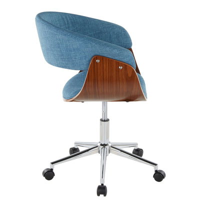 Vintage Mod - Mid-Century Modern Office Chair - Chrome / Walnut / Blue