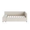 Twin L Shaped Upholstered Platform Bed With Storage And Drawers - Beige