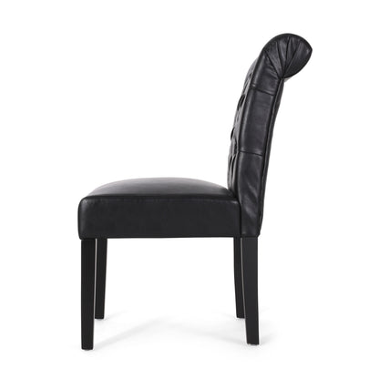 Broxton - Tuft Dining Rolltop Chair (Set of 2) With Button Tufted Upholstery - Black