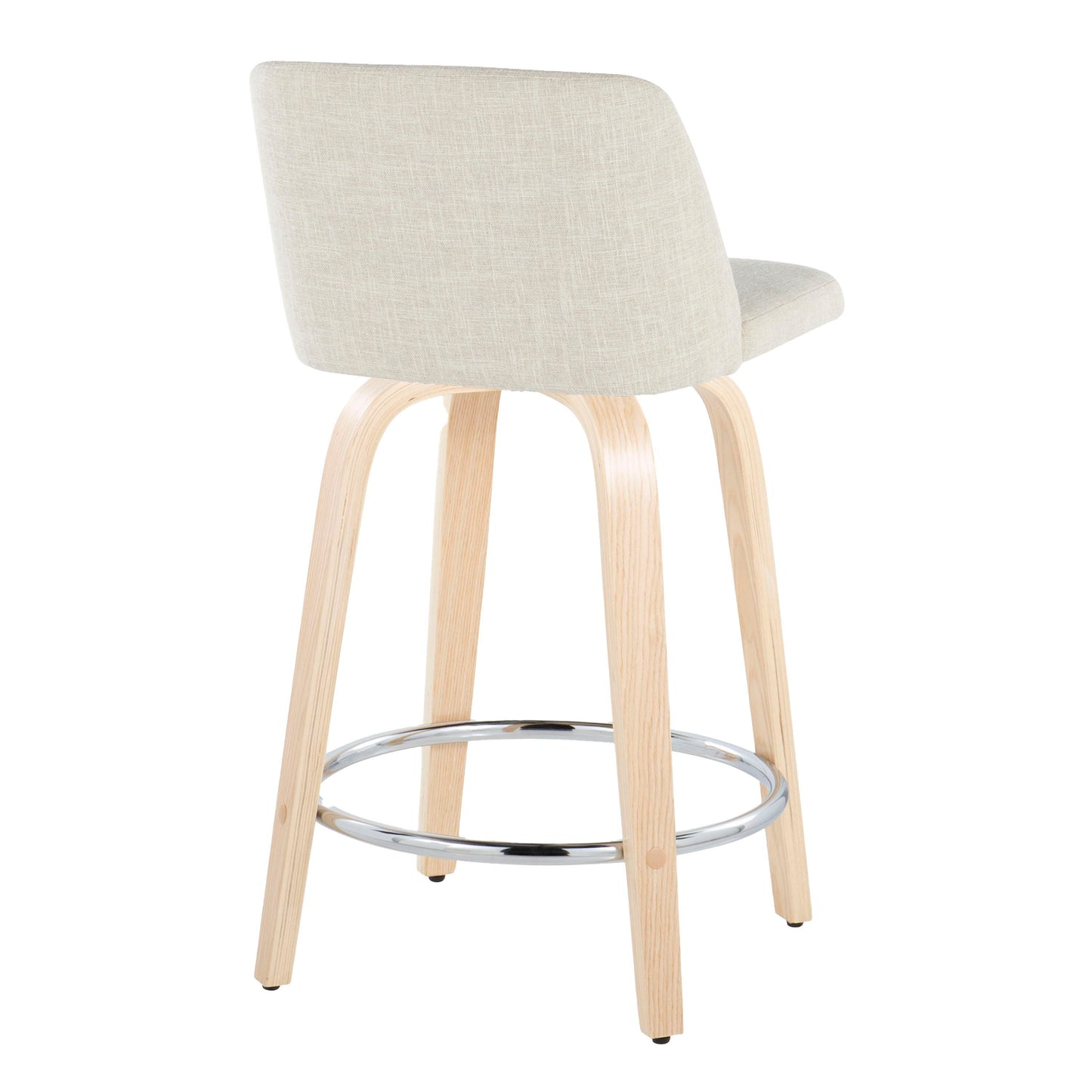 Toriano - Contemporary Fixed Height Counter Stool Swivel With Round Footrest (Set of 2) - Natural / Cream