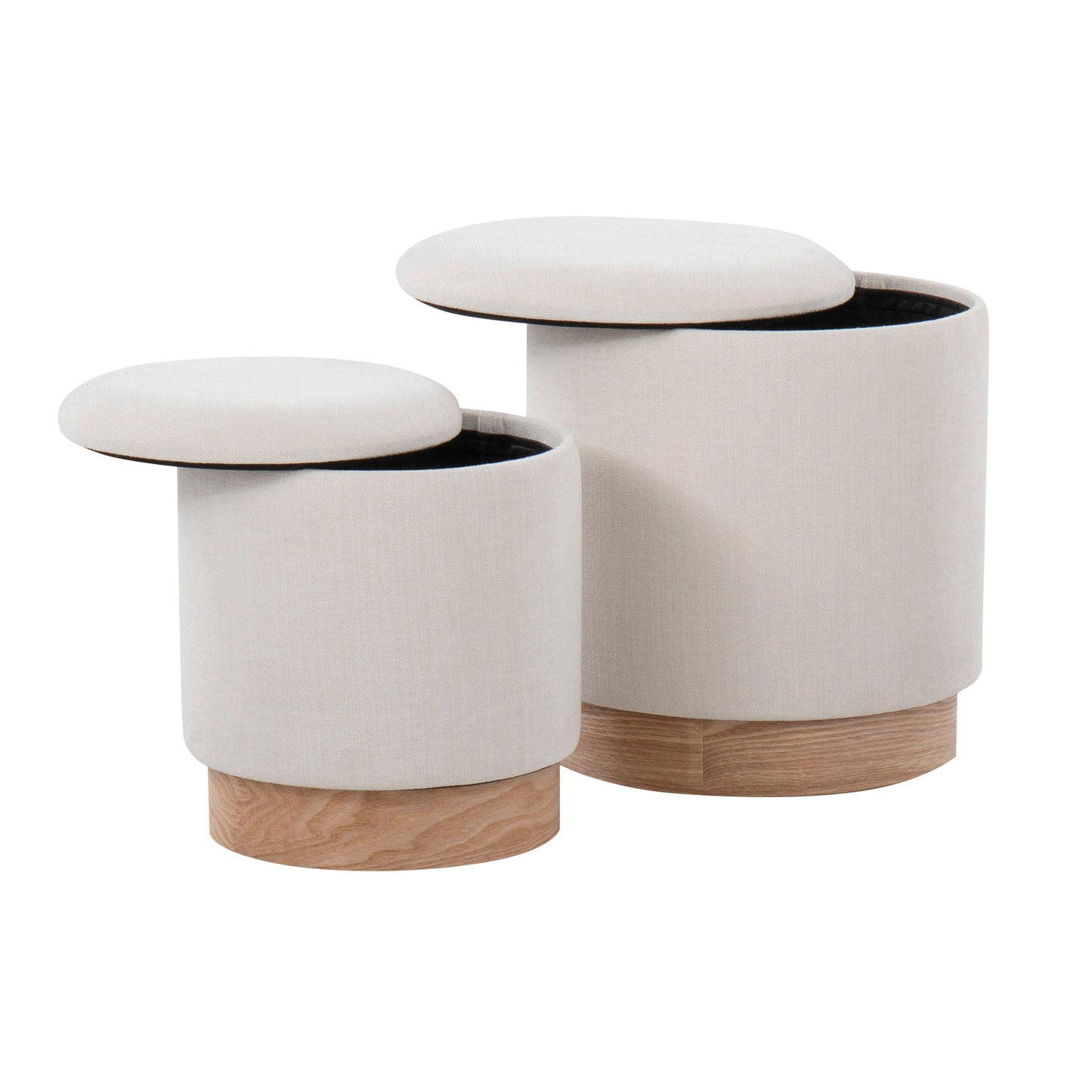 Marla - Contemporary Nesting Ottoman Set - Natural / Cream