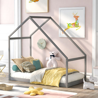 Twin Size Playhouse Style Bed - Gray