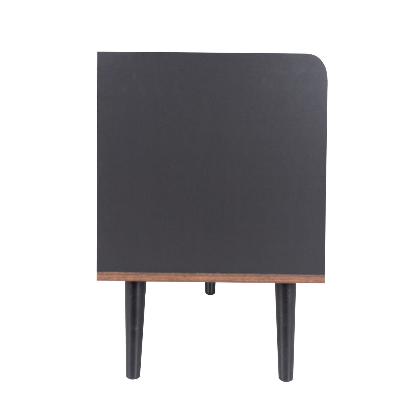 Mid Century TV Stand With 2 Cabinets & Open Compartments, Entertainment Center For Tvs Up To 70'', Television Console For Living Room - Dark Coffee / Black