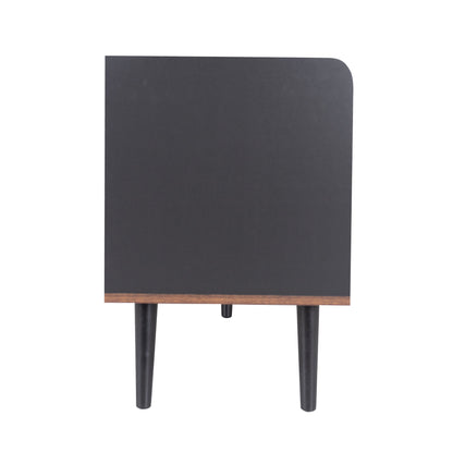 Mid Century TV Stand With 2 Cabinets & Open Compartments, Entertainment Center For Tvs Up To 70'', Television Console For Living Room - Dark Coffee / Black