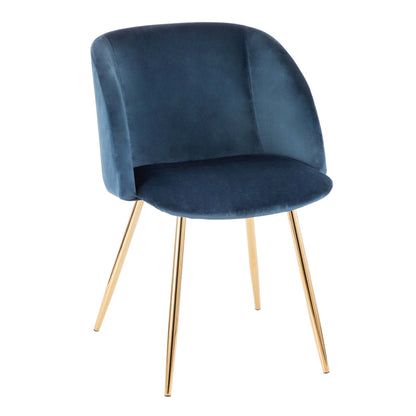 Fran - Contemporary Chair (Set of 2) - Gold / Blue