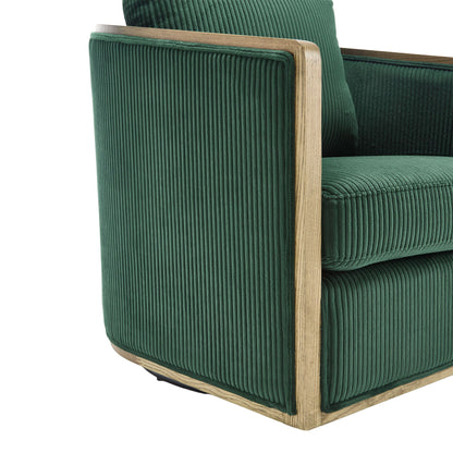 Corduroy Swivel Barrel Chair, Comfortable Accent Sofa Chair With 360 Degree Swivel For Living Room - Emerald