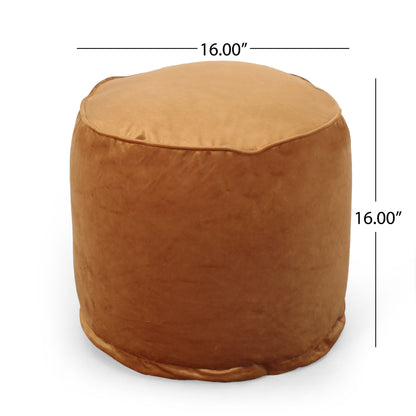 Shimon - Cylinder Pouf Ottoman Floor Cushion - Apricot