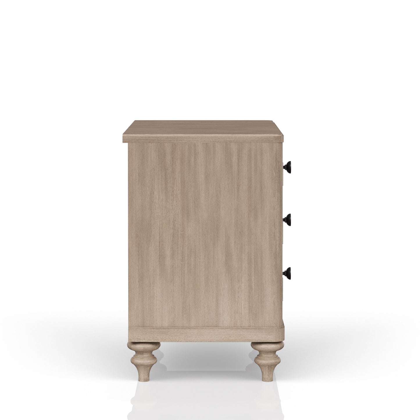 King Panel Bedroom Set With 3 Drawer Nightstand, Casual Dresser, Cane Mirror, 3 Drawer Cane Front Chest And Bench - Sand