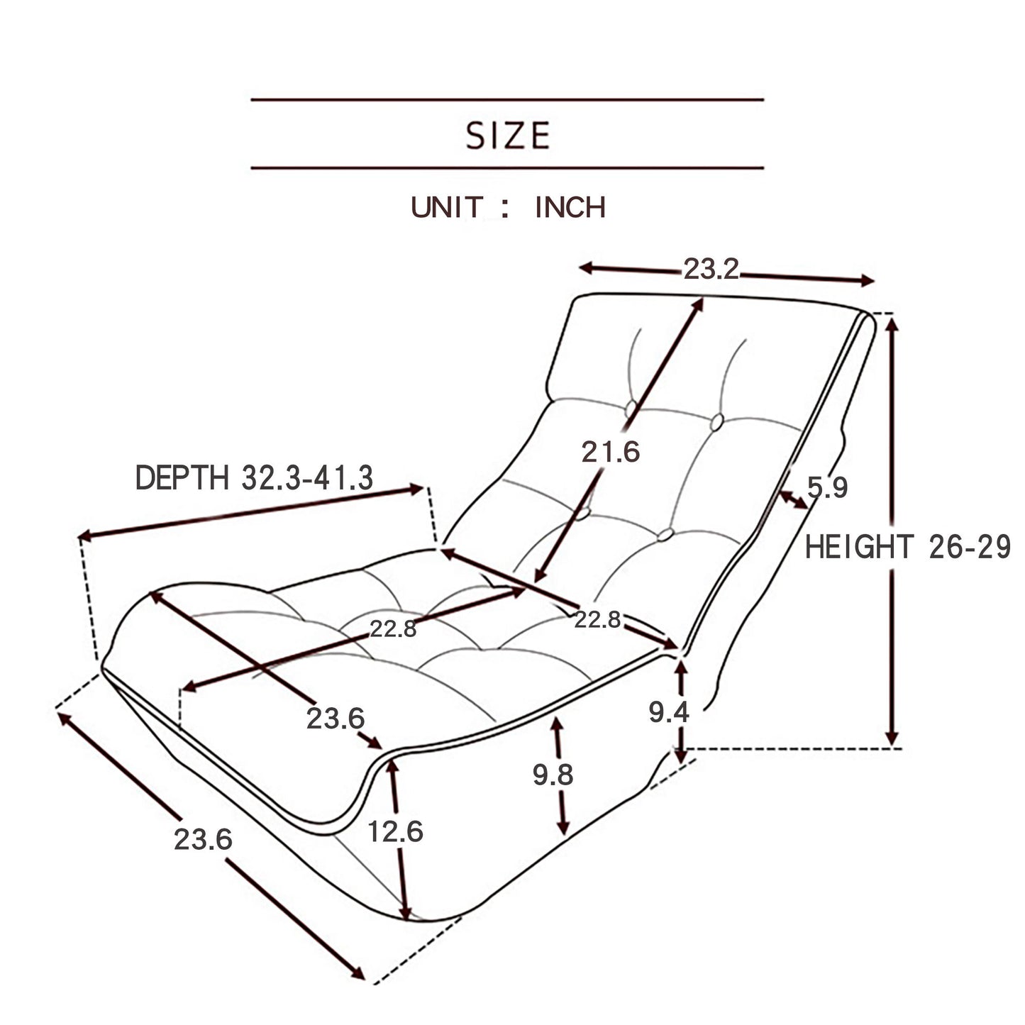 Single Sofa Reclining Japanese Chair Lazy Sofa Tatami Balcony Adjustable Chair - Navy