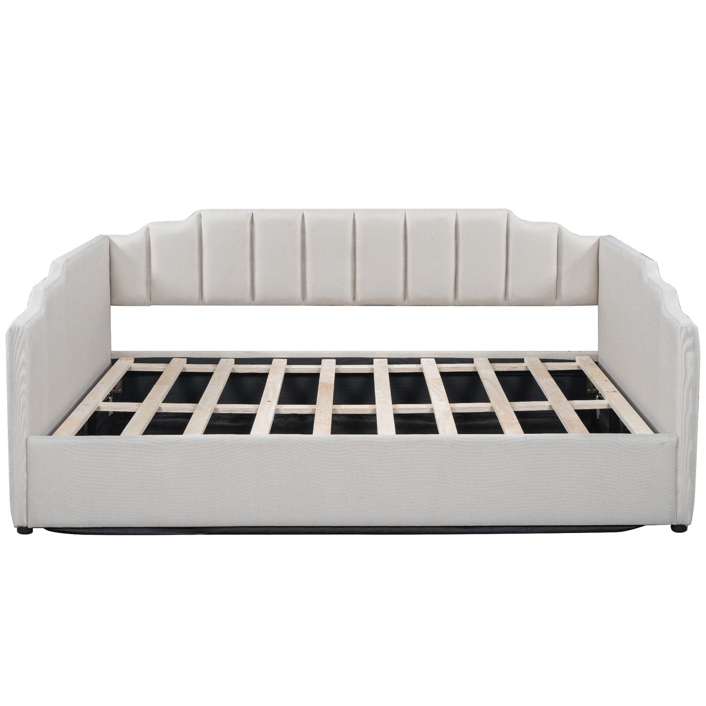 Full Upholstered Daybed With Underneath Storage - Beige