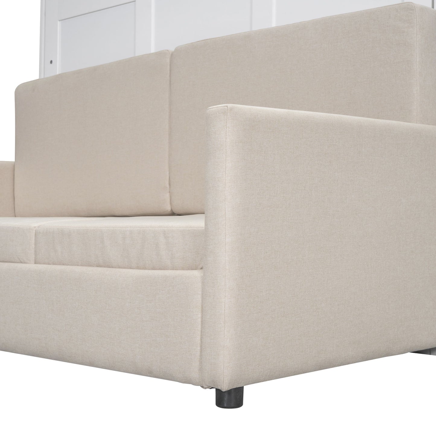 Queen Size Murphy Wall Bed With Cushion - White