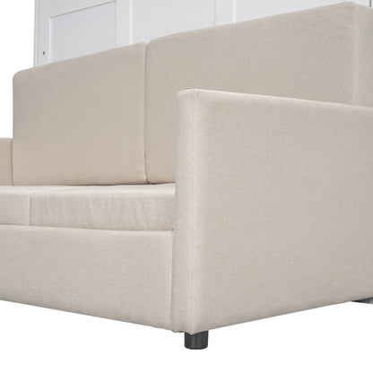 Queen Size Murphy Wall Bed With Cushion - White