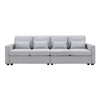 4 Seater Modern Linen Sofa With Armrest Pockets And 4 Pillows, Minimalist Style Couch - Light Gray