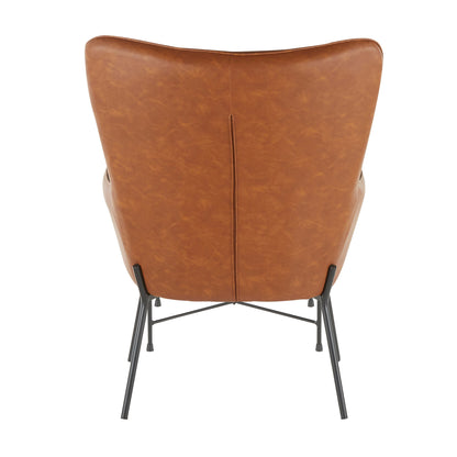 Izzy - Industrial Lounge Chair / Ottoman Set - Black / Camel