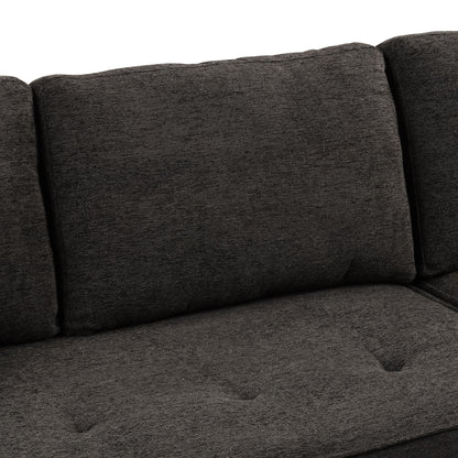 Modern L-Shape 3 Seat Reversible Sectional Couch, Pull Out Sleeper Sofa With Storage Chaise And 2 Stools For Living Room Furniture Set - Charcoal Gray