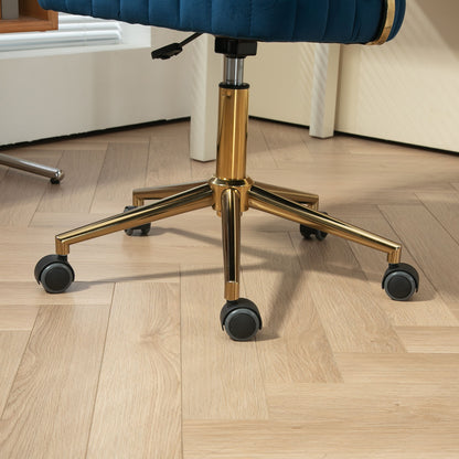 Modern Home Office Desk Chair With Adjustable Height And Swivel Wheels - Navy