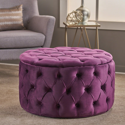 Modern Glam Ottoman Velvet - Fuchsia