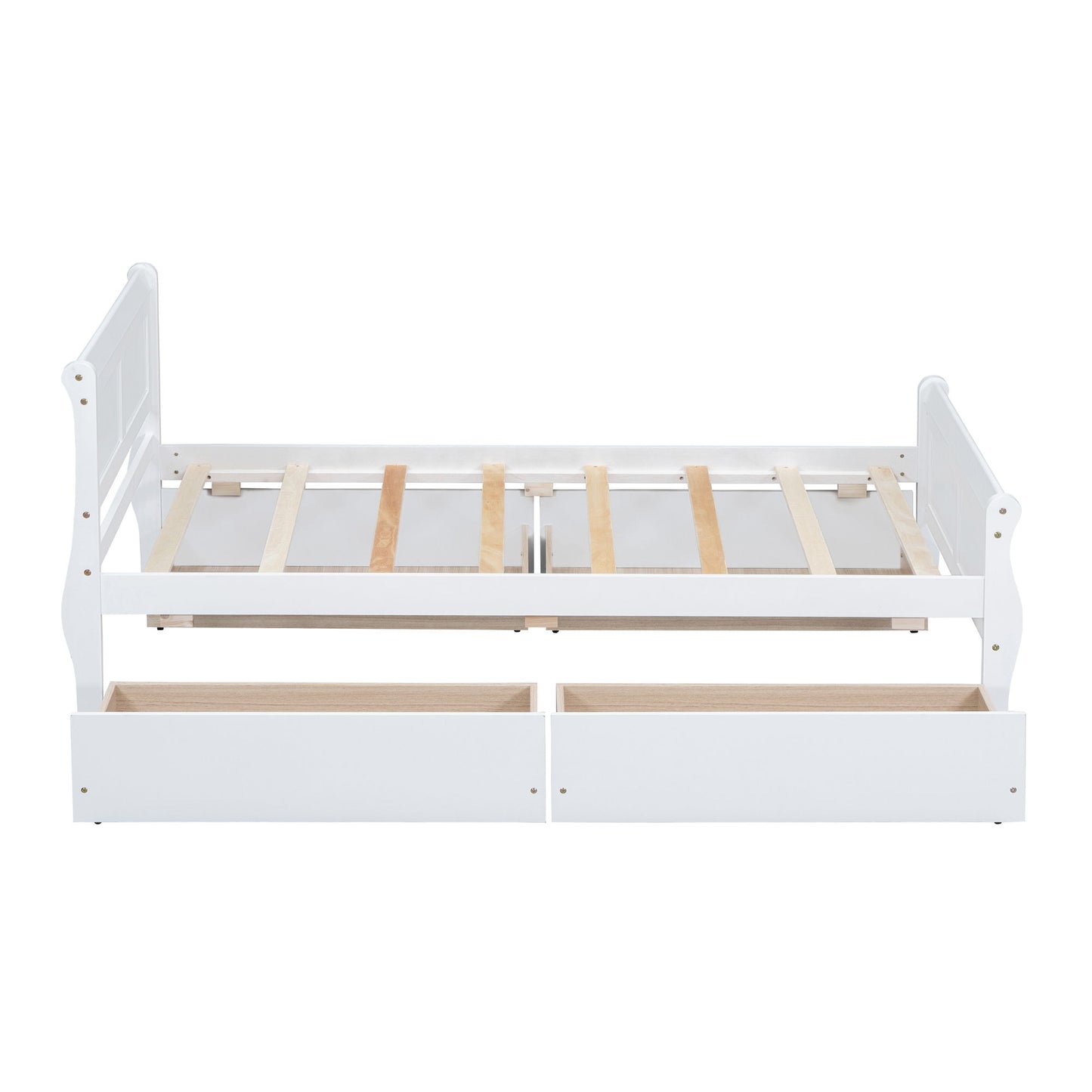Twin Size Platform Bed With 4 Drawers And Streamlined Headboard & Footboard - White