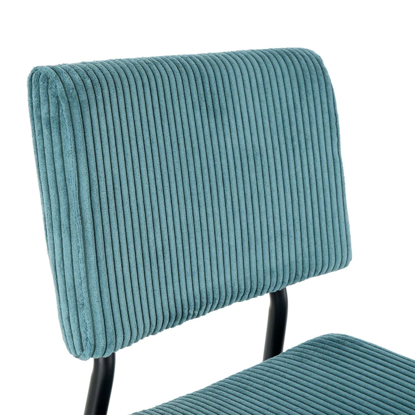 Modern Upholstered Dining Chair Set With Black Metal Legs (Set of 2) - Turquoise
