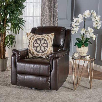 Glider Recliner With Swivel, Manual Reclining Chair - Brown