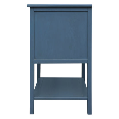 2 Drawer Side Table, American Style, End Table, Suitable For Bedroom - Blue