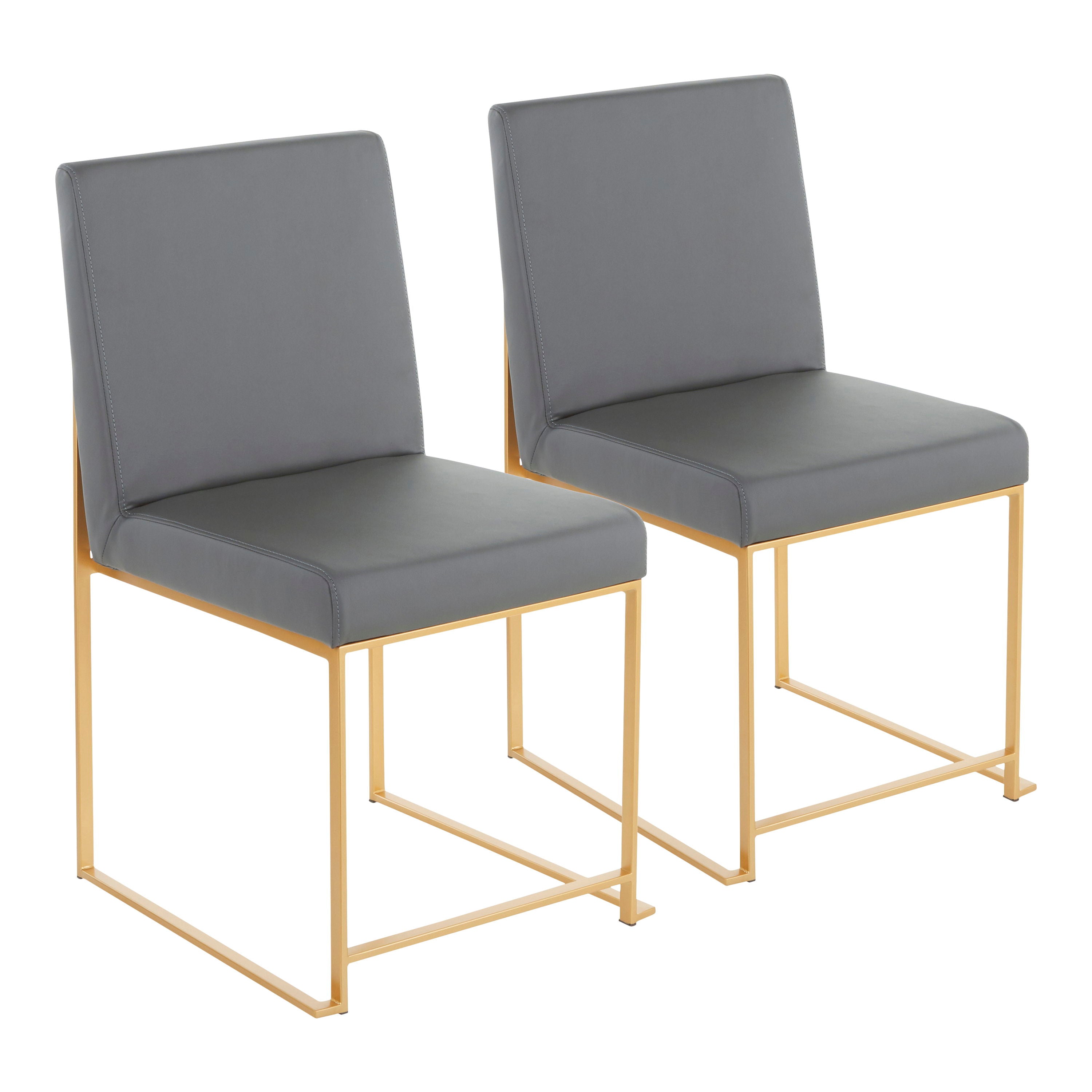 Fuji - Contemporary High Back Dining Chair (Set of 2) - Gold / Gray