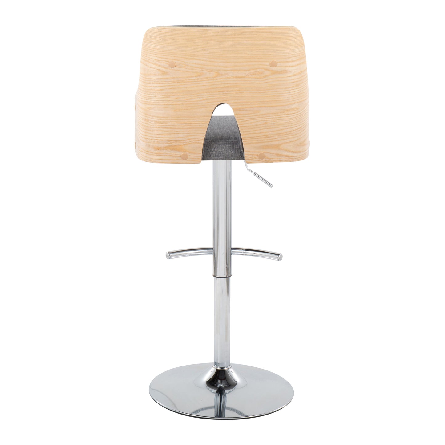 Stella - Contemporary Adjustable Barstool Stool With Swivel With Rounded T Footrest (Set of 2) - Chrome / Natural / Light Gray
